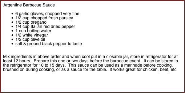 Argentine Barbecue Sauce